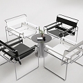 Industrial leisure table and chair combination 3d model