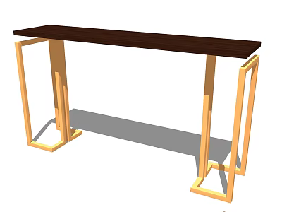 Modern Minimalist Console Table With Dark Wooden Top And Light Geometric Frame Design 3d model