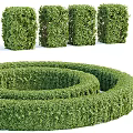 Well Trimmed Green Hedges With Four Columnar Structures And Spiral Maze For Garden Landscaping