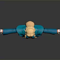 Game Movie Character With Blonde Braided Pigtails Green Eyes Blue Dress And Arms Outstretched