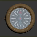 Vintage Brass Compass With Blue Dial Red Needle And Classic Design