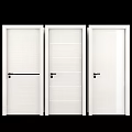 White Modern Hinged Doors With Simple Panel Lines And Black Metal Handles 3d model