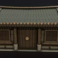 Traditional Asian Architecture With Gray Tile Roof Wooden Doors And Lattice Windows
