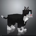 Pixel Art Black And White Cat With Blue Eyes And Pink Nose
