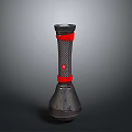 Black Flashlight With Red Straps And Textured Grip Handle Design