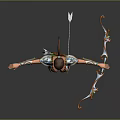 Elaborate Game Movie Female Warrior Character With Decorative Armor Bow Arrow And Gold Blue Accents
