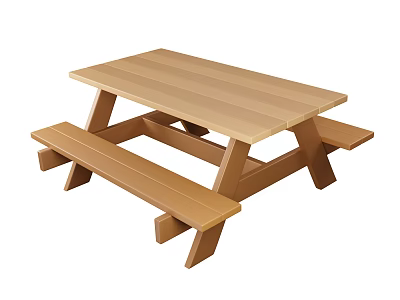 Wooden Picnic Table With Attached Benches For Outdoor Dining Areas 3d model