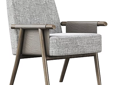 Modern Minimalist Single Sofa With Gray Fabric Upholstery And Wooden Arms Legs 3d model
