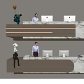 Modern Company Reception Area Bar Reception Desk 3d model