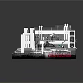 Cartoon Style Metal Gear Mechanical Scene With Architectural Structures And Platforms 3d model
