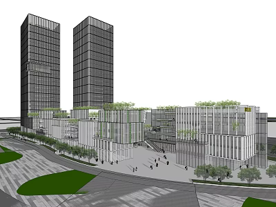 modern commercial street commercial office building 3d model