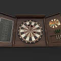 Traditional Dartboard Set In Wooden Case With Scoreboard And Darts