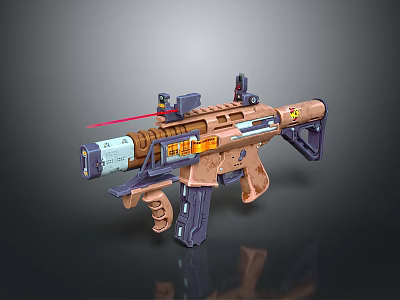 Futuristic Tactical Rifle With Red Laser Scope Brown Orange Color And Detailed Design 3d model