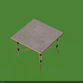 Minimalist Square Dining Table With Light Gray Top And Metal Legs Design