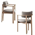 Modern Wooden Chair With Armrests Light Colored Padded Seat And Backrest
