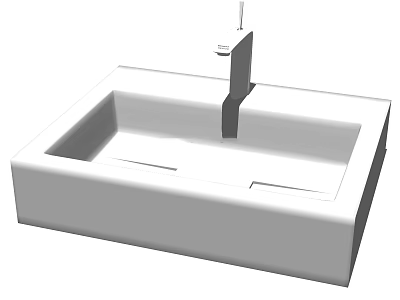 White Square Modern Washbasin With Sleek Faucet And Clean Design 3d model
