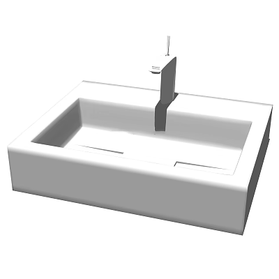 White Square Modern Washbasin With Sleek Faucet And Clean Design 3d model