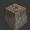 Concrete Block With Red PFF Letters Metal Ring On Top And Hole