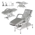 Adjustable Medical Examination Tables and Treatment Chairs with Grey Cushions and White Frames