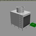 Industrial Cooling Tower Equipment With Square Structure Round Top Heat Dissipation Grille And Ladder Access