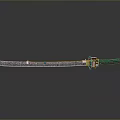 Traditional Decorative Sword With Green Handle Curved Steel Blade And Classic Design