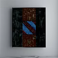Abstract Painting Featuring Red Squares And White Stripes Design 3d model