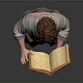 Man In Traditional Robe Reading Decorated Ancient Book With Intricate Design