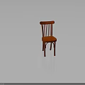 Red Wooden Chair With Classic Design And Curved Backrest And Stable Legs