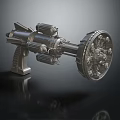 Futuristic Sci Fi Weapon With Detailed Mechanical Gear Structure And Grip Handle 3d model