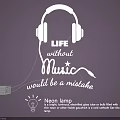 Headphone Shaped Neon Lamp with Music Text Design for Decorative Lighting