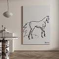 Minimalist Single Line Horse Drawing Canvas Wall Art For Modern Home Interior Decor 3d model