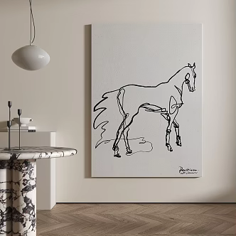 Modern Animal Painting Line Decorative Painting 3d model