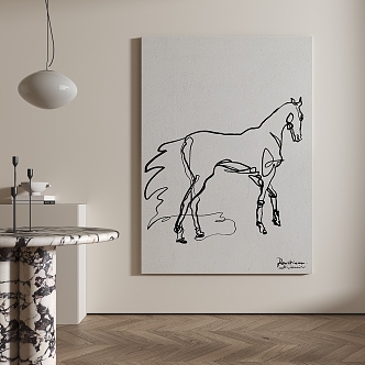 Modern Animal Painting Line Decorative Painting 3d model