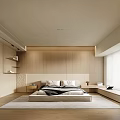 Modern Warm Bedroom Interior Design With Wooden Paneling Bed Window Seat And Rug