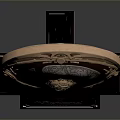 Ornamental Household Plaque With Circular Copper Silver Design Intricate Carvings And Black Base