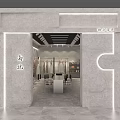 Stylish Modern Clothing Store Interior With Hanging Garments And Display Space