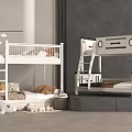 White Bunk Bed Modern Design With Ladder And Safety Rails For Kids Room