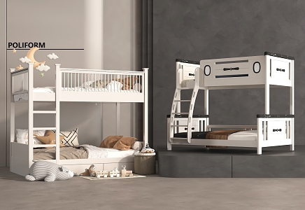 modern high-low bed bunk bed bunk bed bunk bed 3d model