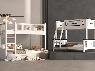 modern high-low bed bunk bed bunk bed bunk bed 3d model