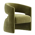 Modern Single Sofa With Curved Armrest And Light Gray Fabric Upholstery For Living Room