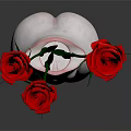 Pink Human Body Shaped Vase With Two Red Roses Floral Arrangement