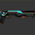 Advanced Futuristic Gun With Blue Orange Accents And Black Body Modern Design