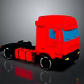 Red Truck Cab 3D Render With Blue Windshield And Black Wheels 3d model
