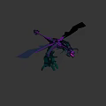 Game Movie Character Purple Black Mechanical Dragon With Sharp Structures And Glowing Eyes