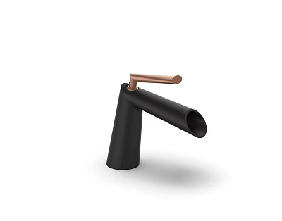 Black Faucet with Copper Handle and Sleek Modern Design for Kitchen or Bathroom 3d model