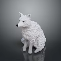 White Wolf Sculpture With Feather Like Texture Sitting On Smooth Surface