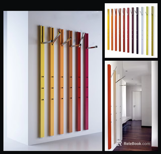 Modern Wall Mounted Hooks In Various Colors For Interior Home Decor Design 3d model