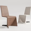Modern Minimalist Dining Chairs In Brown And Beige With Geometric Upholstered Design