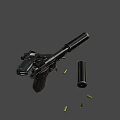 Clear View of Disassembled and Complete Pistol With Bullets and Parts