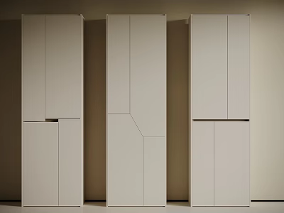 Modern Light Colored Storage Lockers with Sleek Design and Cabinet Doors 3d model